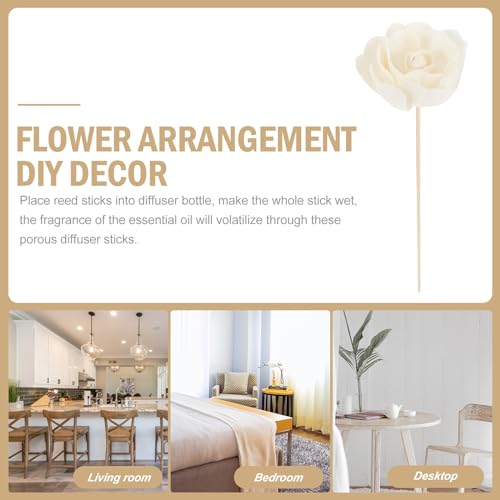 Healifty 5 Pcs Wood Rattan Diffuser Sticks with Flower Shape Head