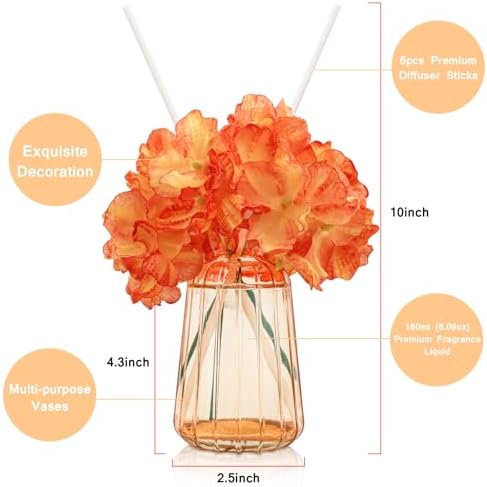 Homsolver Reed Diffuser Set with 6 Sticks and 180ml Fruity Scent