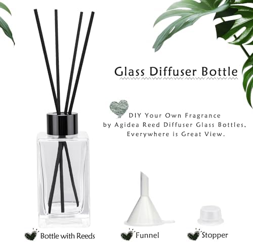 4PCS Clear Glass Fragrance Diffuser Bottles with 20 Reeds Funnel and Stoppers for Home Decor