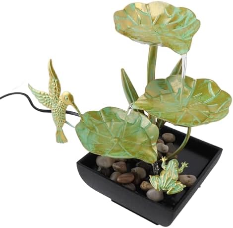 Zen Water Fountain with Bird Leaf Design for Desk and Office