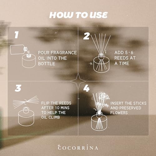 COCORRINA Refill Sandalwood Rose Reed Diffuser with 8 Sticks