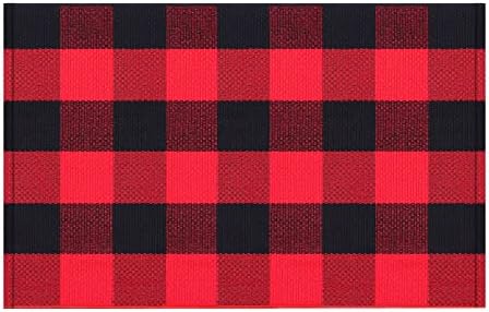 Mudder Buffalo Plaid Rug 354 x 236 Inches Black Red Check Doormat