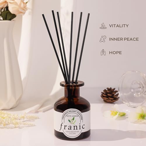 FRANIC Reed Diffuser Set - White Jasmine 37 oz with 6 Sticks