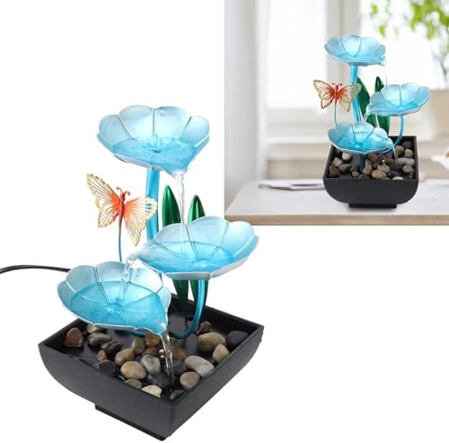 Tabletop Fountain with LED Light and USB Pump for Home Office Decor