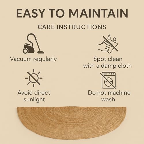 Handwoven Jute Half Moon Entryway Rug 18x36 inch