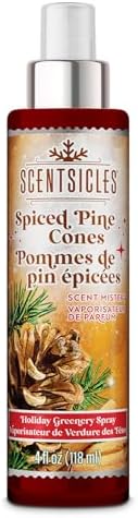 Scentsicles Spiced Pine Cones Scented Christmas Tree Ornaments - 1 Bottle 6 Sticks 1 Spray 4 Oz