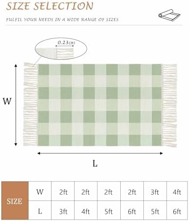Sage Green Buffalo Check Bathroom Rug 2x3ft