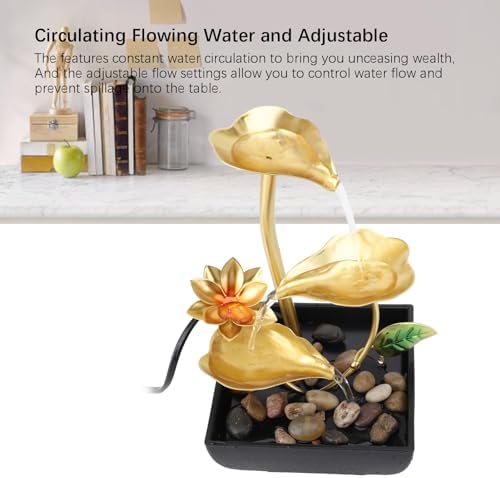 Haofy Indoor 3 Tier Leaf Fountain with LED Light and River Rocks