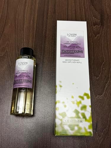 Lovspa De-Stress Lavender Eucalyptus Reed Diffuser Oil Refill with Reed Sticks