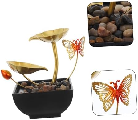Zerodeko Leaf Indoor Tabletop Fountain with LED Light and River Rocks for Home Office Bedroom Decor