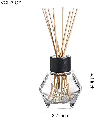 3PC Clear Glass Reed Diffuser Set with Black Caps and 24 Natural Reed Sticks