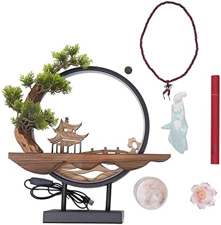 Netcoin Tabletop Water Fountain with Incense Burner and LED Lights