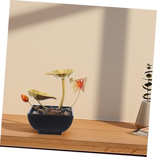 Golden Lotus Waterfall Tabletop Fountain for Indoor Decor