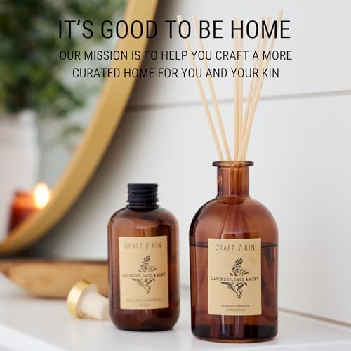Lavender Sage Mint Reed Diffuser Set with 8 Sticks and Oil Refill