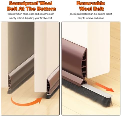 Under Door Draft Stoppers with Brush for Noise Reduction