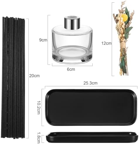 Rtteri 2 Pcs Refillable Diffuser Bottles with Reeds and Ceramic Tray