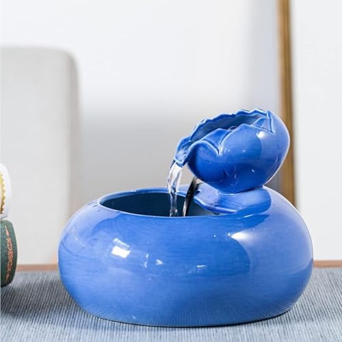 Ceramic Tabletop Fountain Blue Office Home Decor