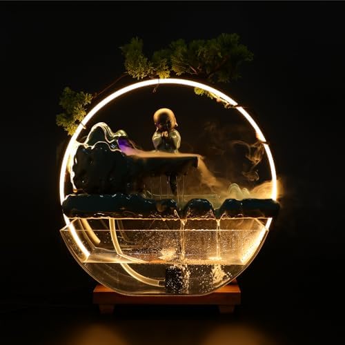 Big Fountain for Table Top - Indoor Waterfall with LED and Reflux Incense