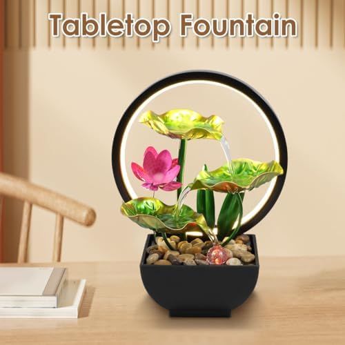 Kandishiex Tabletop Fountain with LED Lights