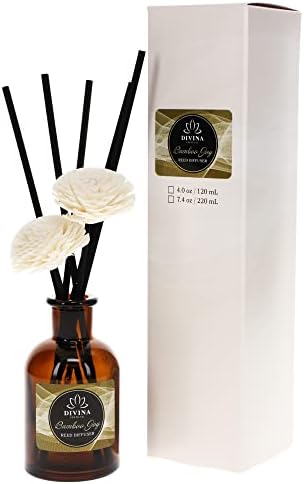 Divina Esencial Reed Diffuser Set with Bamboo Joy and Amber Glass Bottle