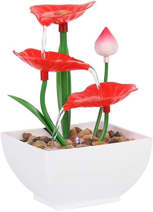 USB Powered Tabletop Lotus Waterfall Fountain with Rocks