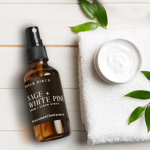 River Birch Luxury Linen Room Spray - Sage White Pine 4 oz Glass Bottle