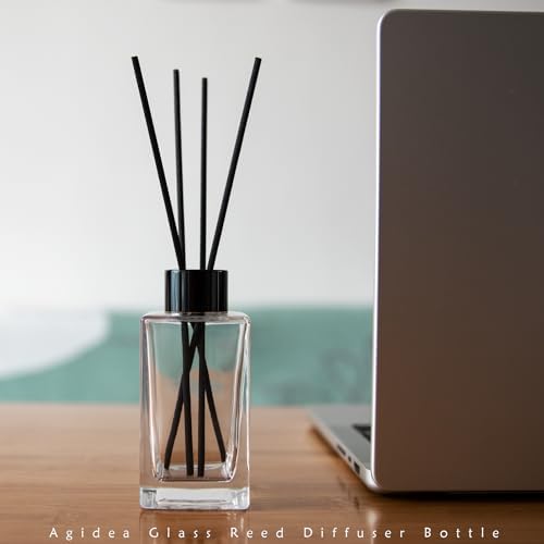 4PCS Clear Glass Fragrance Diffuser Bottles with 20 Reeds Funnel and Stoppers for Home Decor