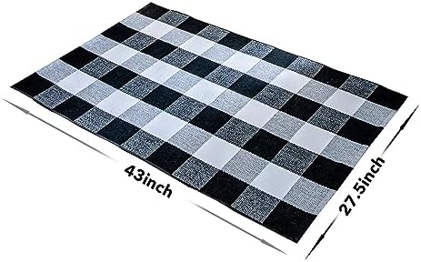 Cotton Buffalo Plaid Rug 275x43 Black White Checkered