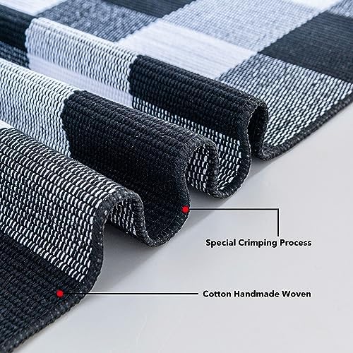 Cotton Buffalo Plaid Rug 275x43 Black White Checkered