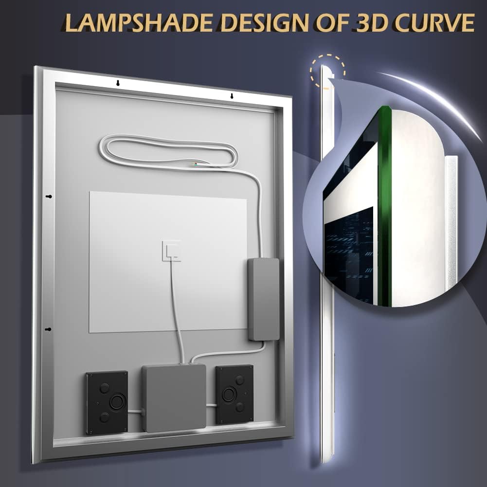 GP GANPE 32x40 Inch LED Bathroom Mirror with Bluetooth