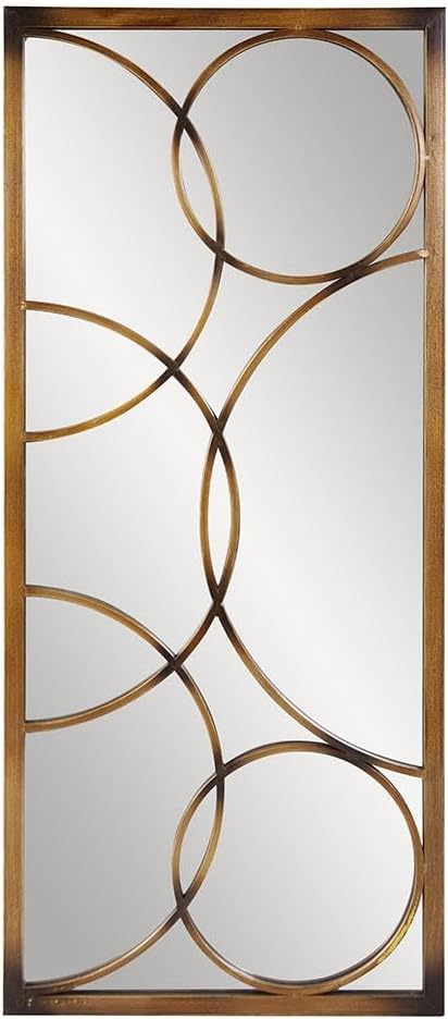 Howard Elliott Decorative Rectangular Wall Mirror in Antique Bronze