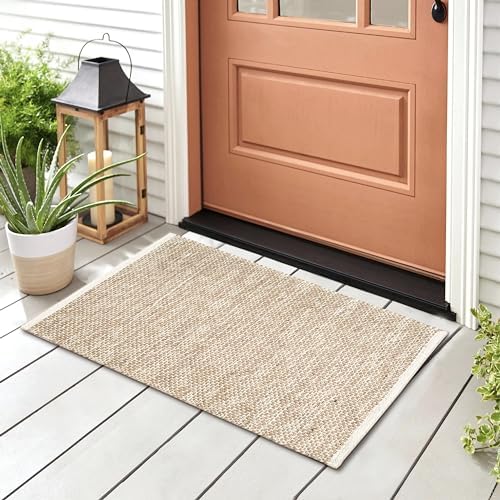 Hausattire Jute Woven 2x3 Area Rug - Natural Beige