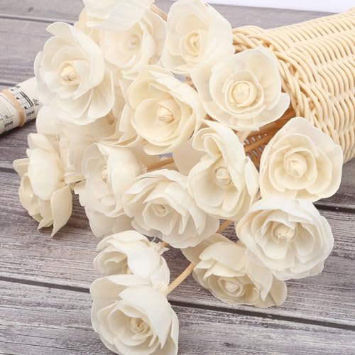 Healifty 5 Pcs Wood Rattan Diffuser Sticks with Flower Shape Head