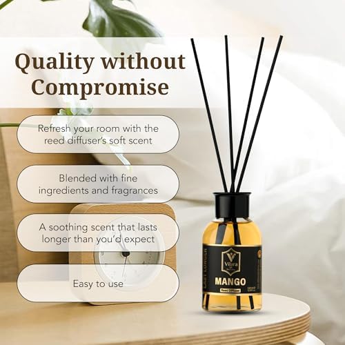 Mango Reed Diffuser Set - Tropical Scent for Home and Office