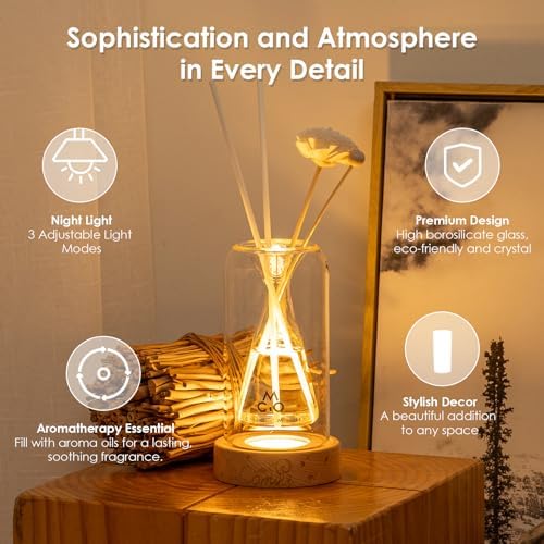 COMI Empty Glass Diffuser Bottles with Reed Sticks and Luminous Base