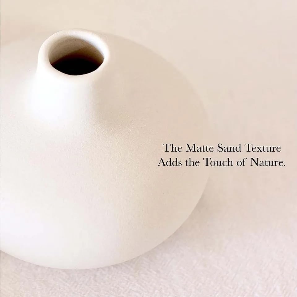 White Ceramic Vase Set of 2 with Rattan Reeds for Aromatherapy