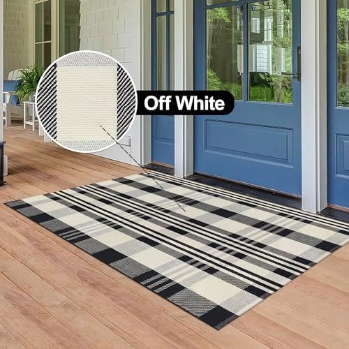 3x5 Buffalo Plaid Rug Cotton Woven Checkered Doormat