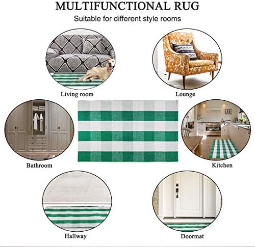 Uxcell Buffalo Check Rug 35x24 Green White