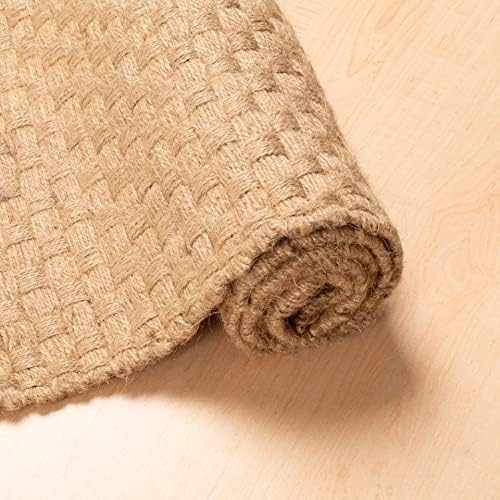 Lightnpro Hand Woven Jute Braided Rug 2x3 Feet Natural Color Reversible
