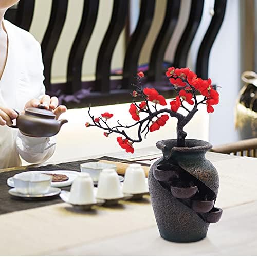 Flower Vase Waterfall Fountain Tabletop Indoor Feng Shui Decor