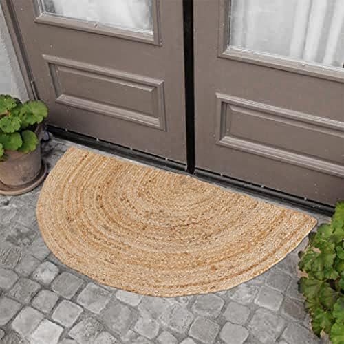 Handwoven Jute Half Moon Entryway Rug 18x36 inch