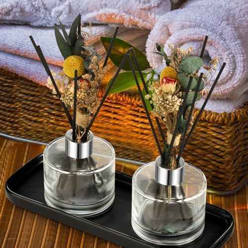 Rtteri 2 Pcs Refillable Diffuser Bottles with Reeds and Ceramic Tray