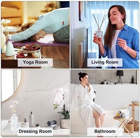 PATIKIL 10 Inch Reed Diffuser Sticks Set 50 Pack with White PET Bottle and Flower Decorations