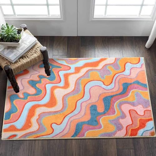 Vintage Abstract 2x3 Area Rug Hippie Style Non-Slip