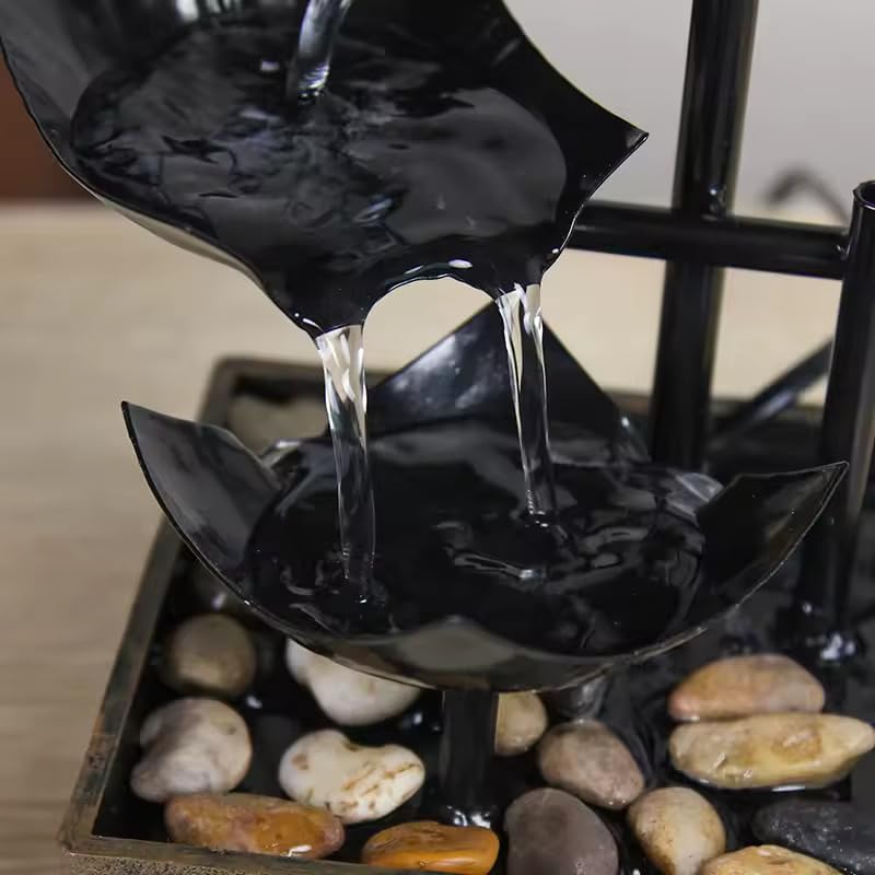 3-Tier Lotus Leaf Waterfall Fountain Black