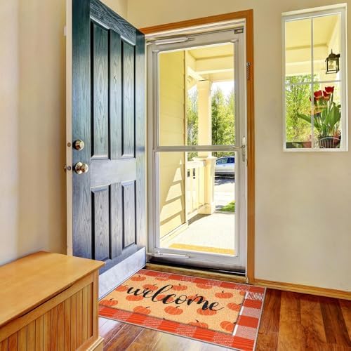 2 Pcs Fall Pumpkin Welcome Doormat Set