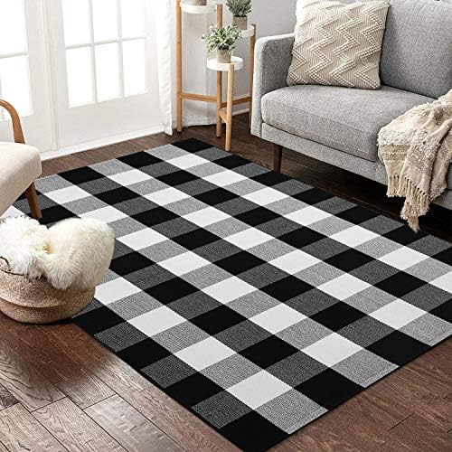 KOZYFLY Buffalo Plaid Area Rugs Doormat Set
