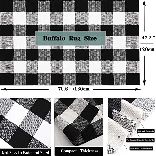 HOYIJA Buffalo Plaid Area Rug 4x6 Black White Checkered Carpet