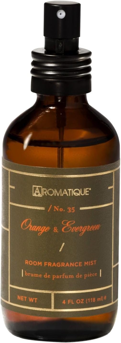Aromatique Orange Evergreen Room Spray 4 oz Brown Glass Bottle