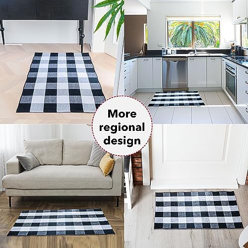 Cotton Buffalo Plaid Rug 275x43 Black White Checkered